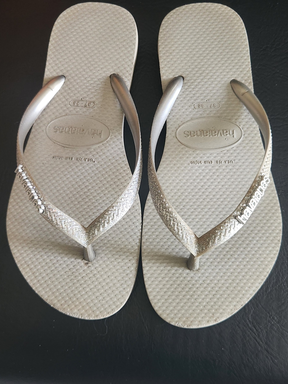 Havaianas Women’s Metallic Silver Glitter Strap Flip Flops